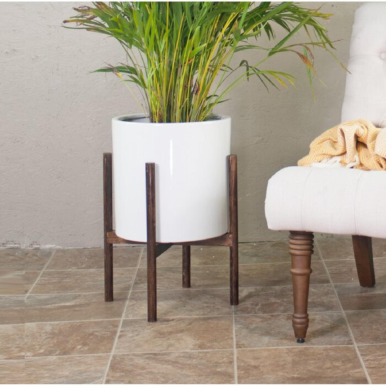 Wayfair Mid Century Modern White Planter AND Faux Plant - image-7