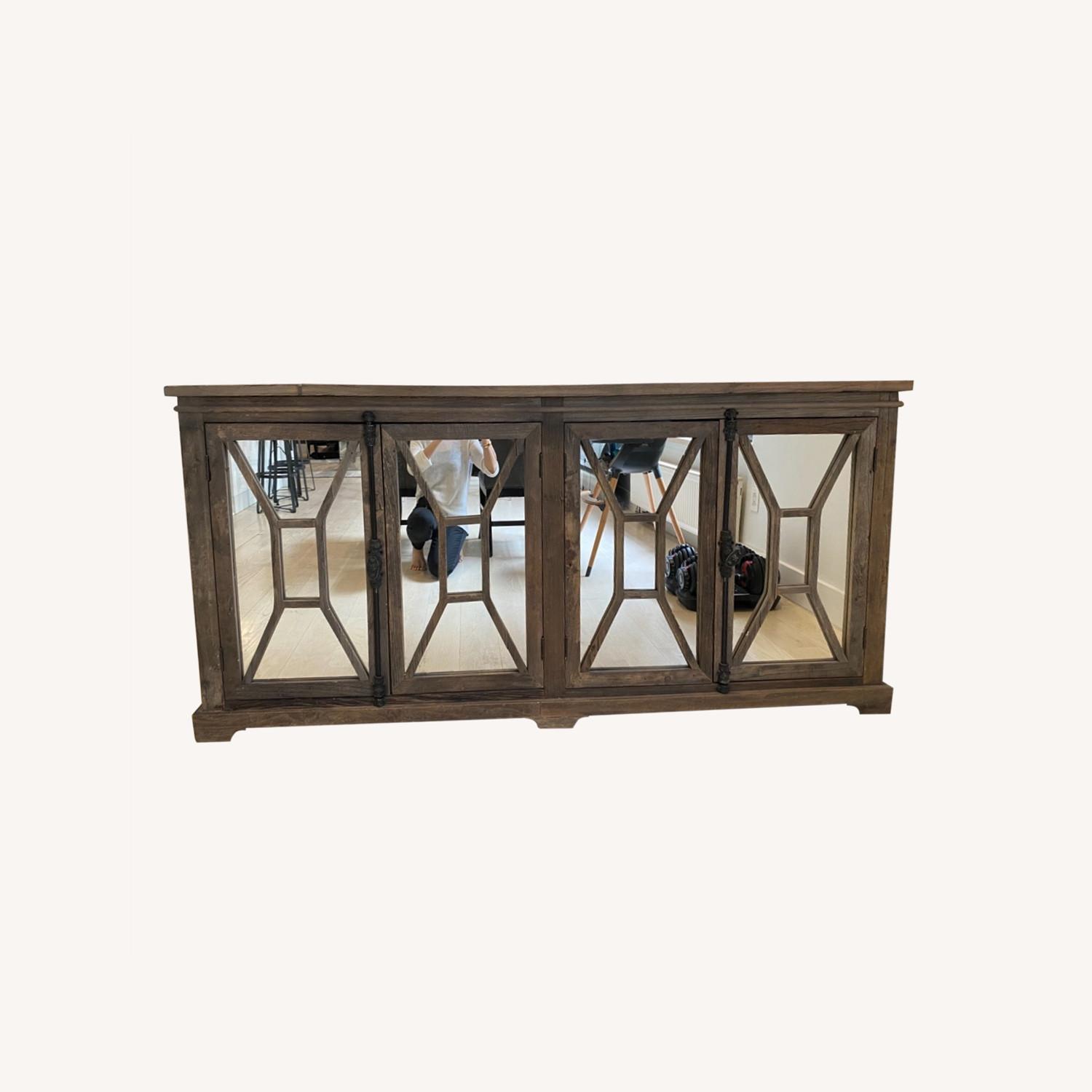 Distressed Wood and Glass Buffet Table - image-0