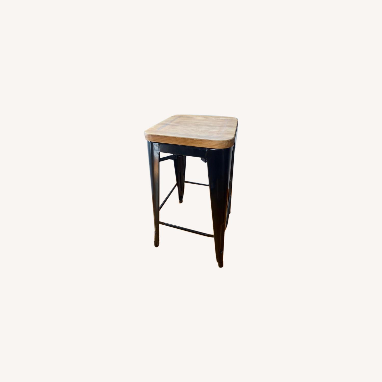 Black Steel & Pine Counter Stools (4) - image-0