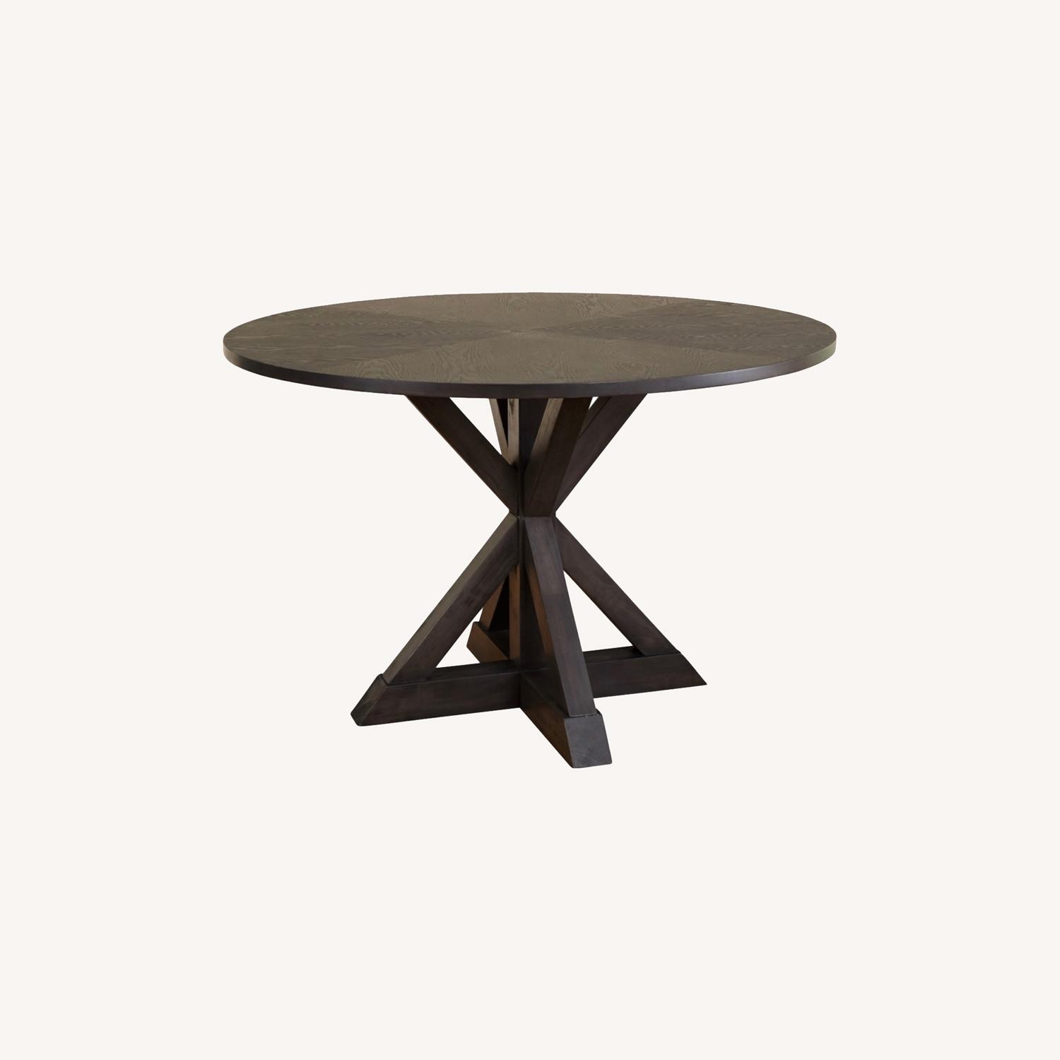 Dark Brown Round Wood Dining Table AptDeco