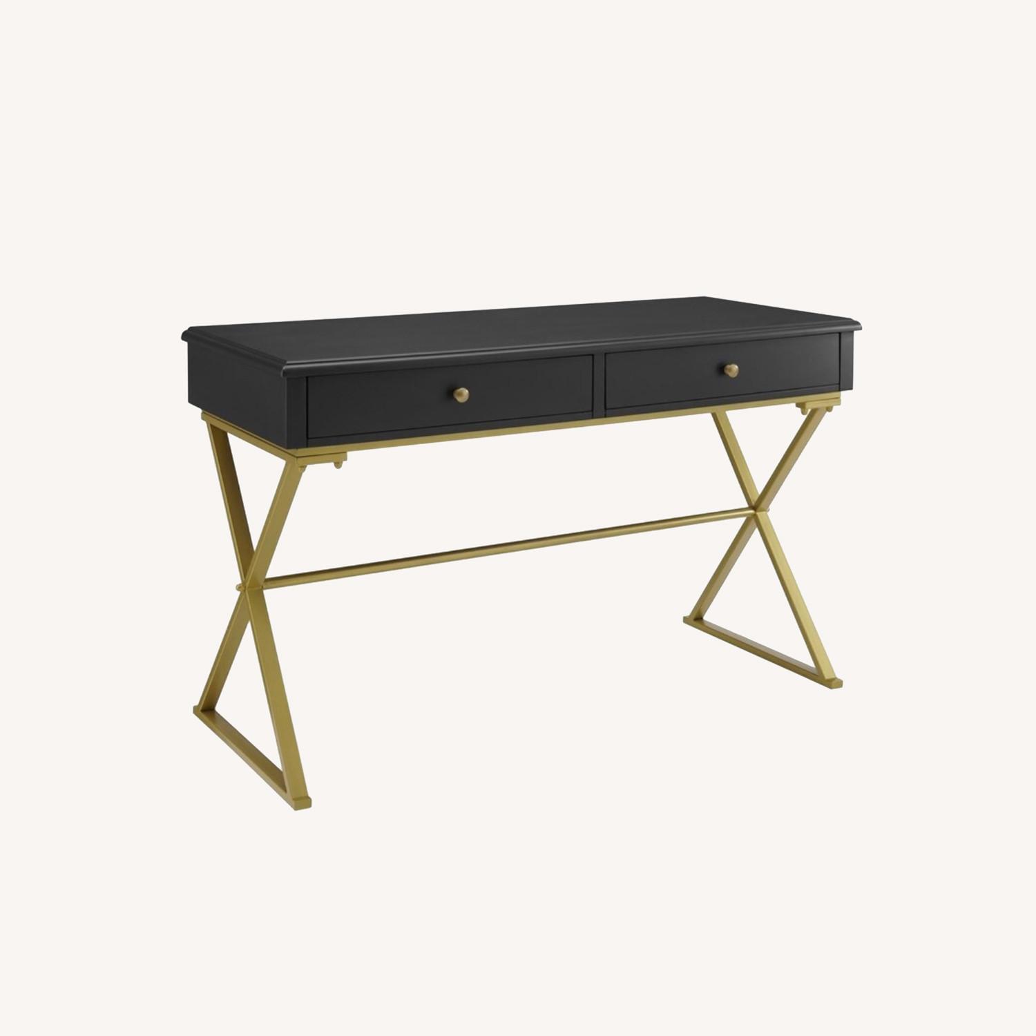 Black and Gold Campaign Style Desk AptDeco