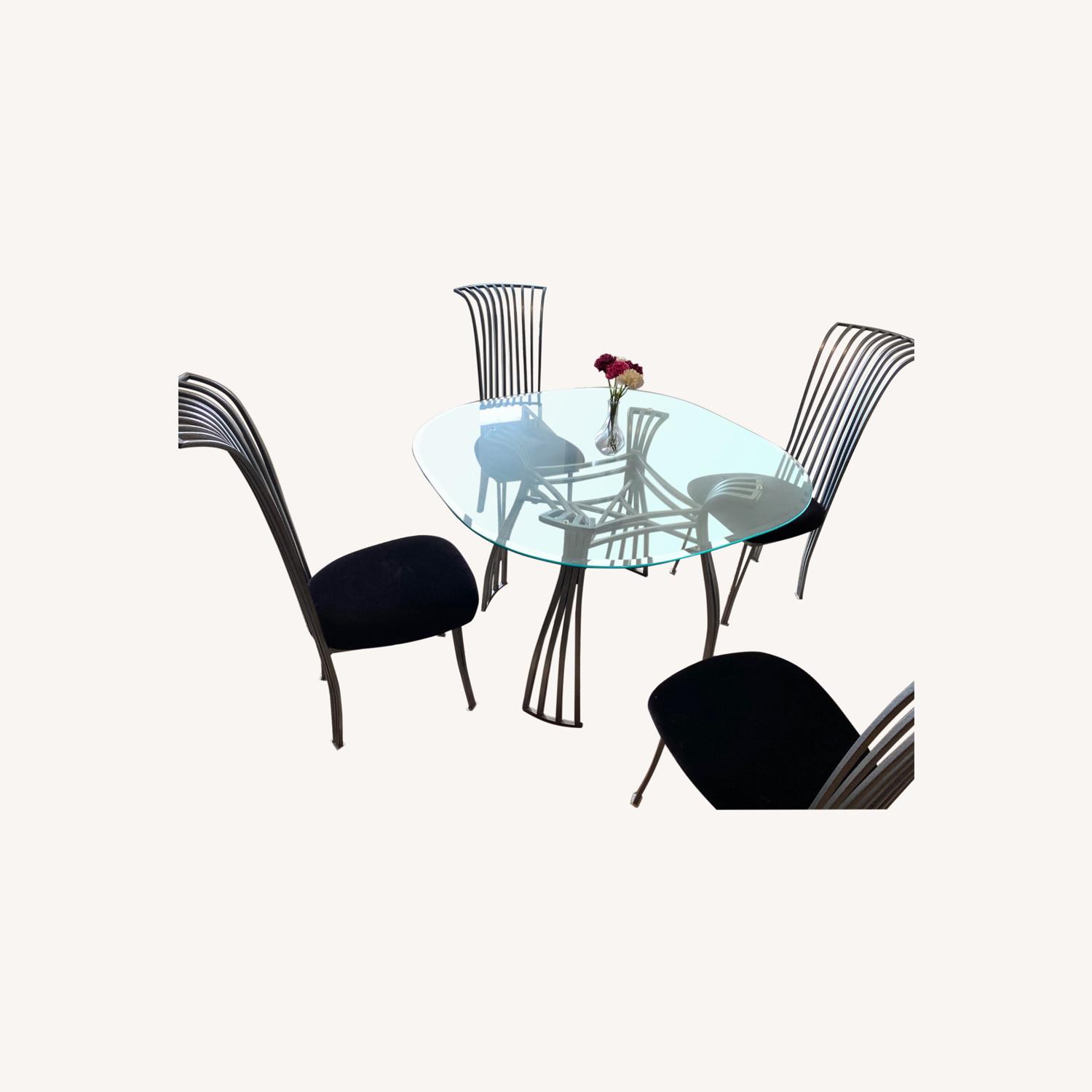 Glass Dining Table with 4 chairs - AptDeco