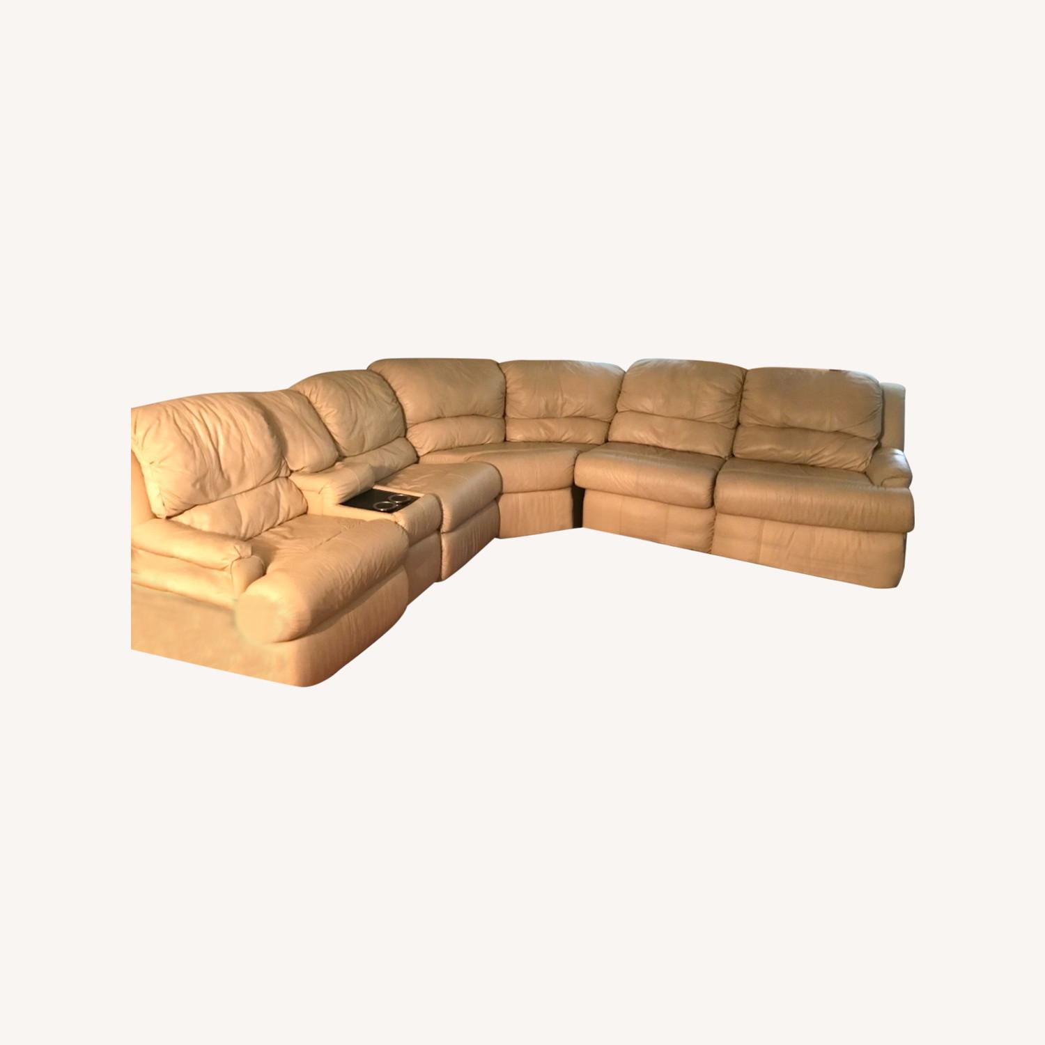 Natural Color Leather Sectional - image-0