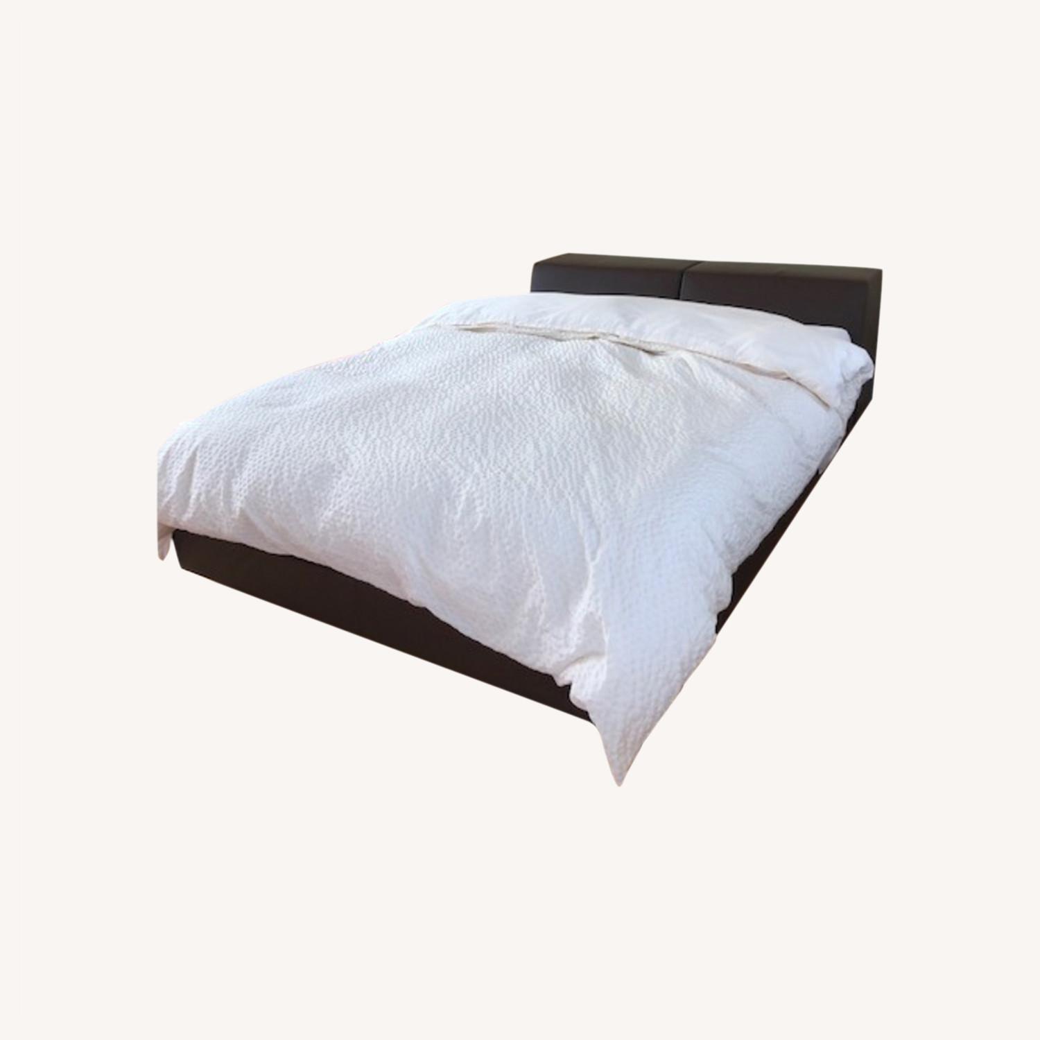 Cassina Dark Brown Leather Queen Sized Bed - image-0