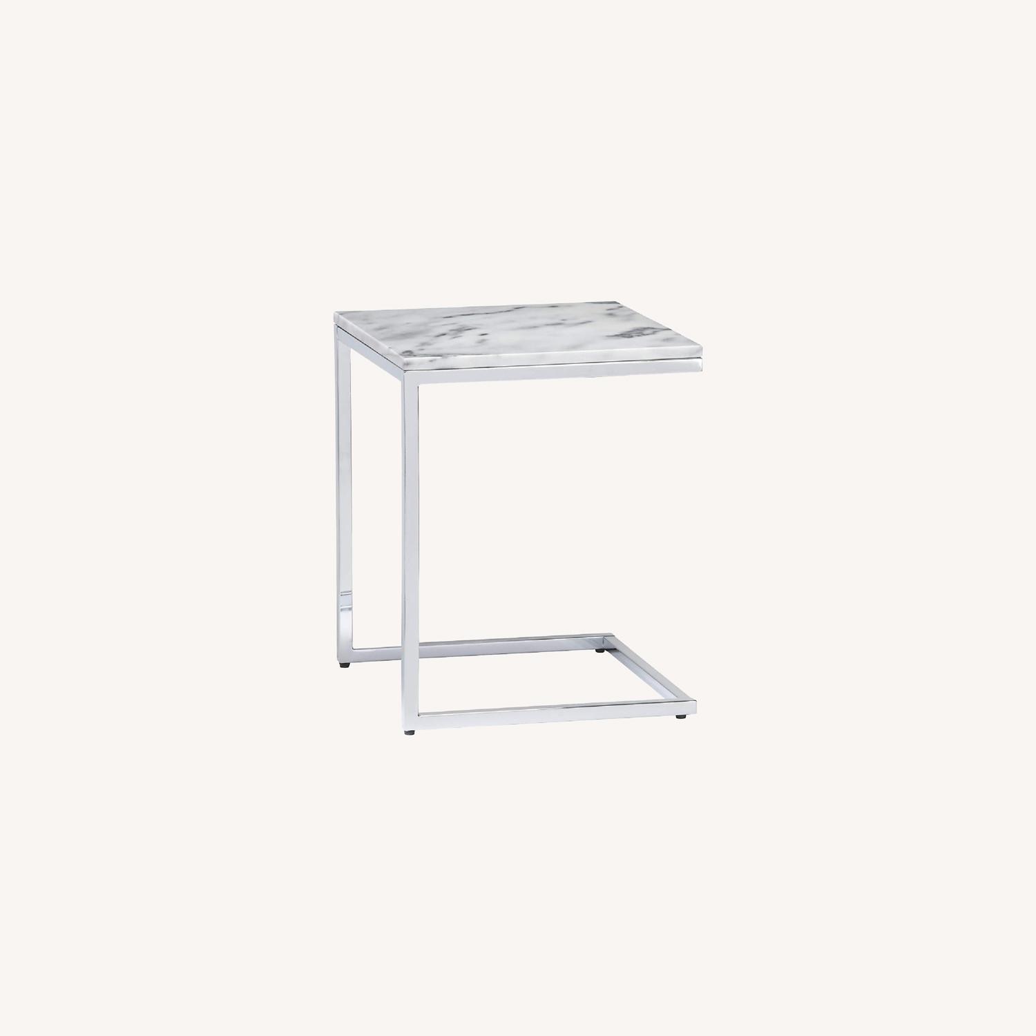 CB2 Smart Chrome C Table with White Marble Top - image-0