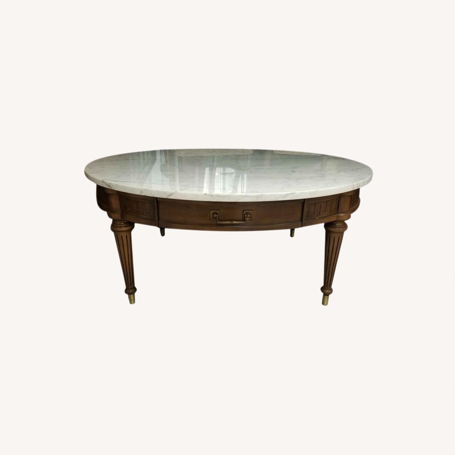 Marble Top Wood Coffee Table - AptDeco