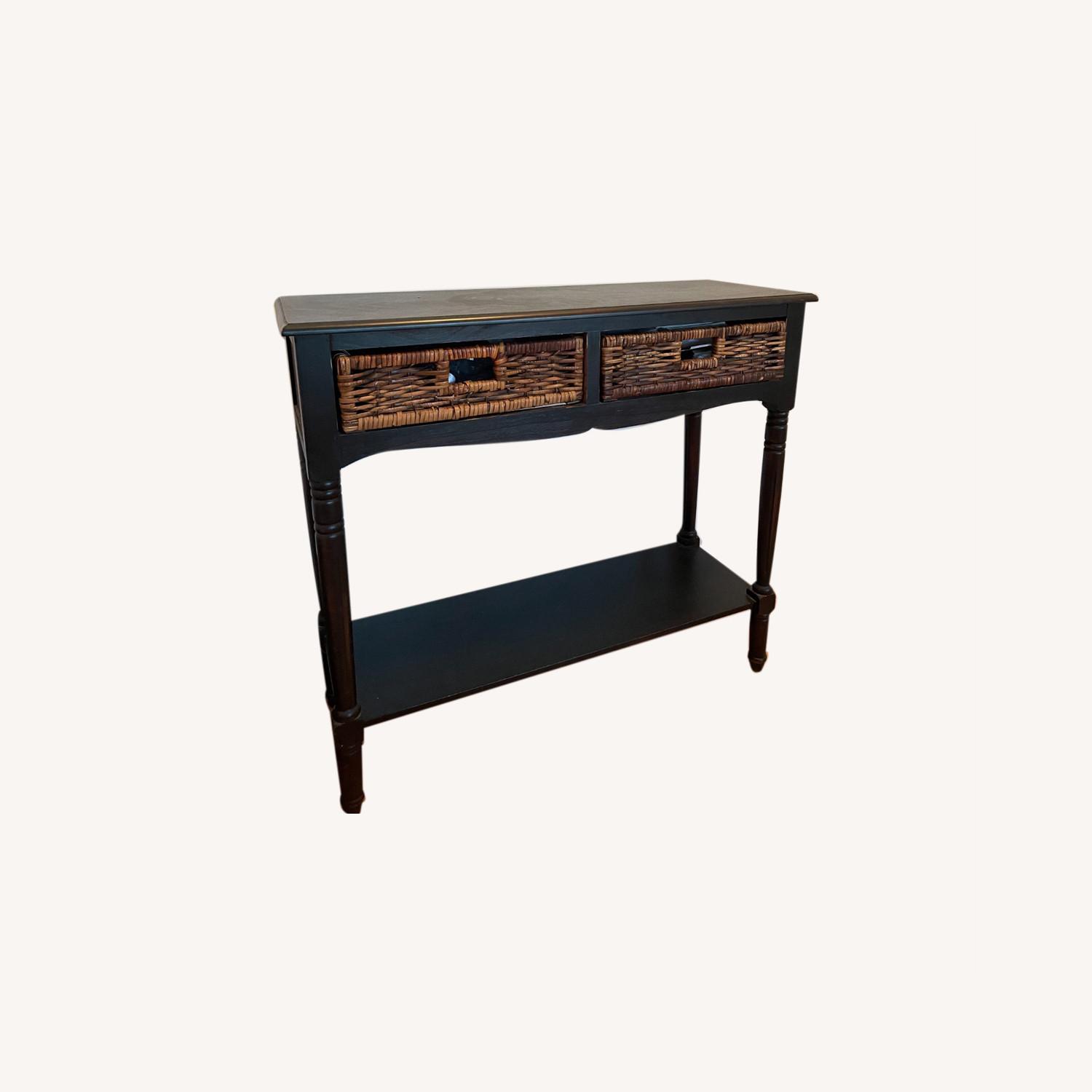 Espresso Console Table with Basket Drawers AptDeco