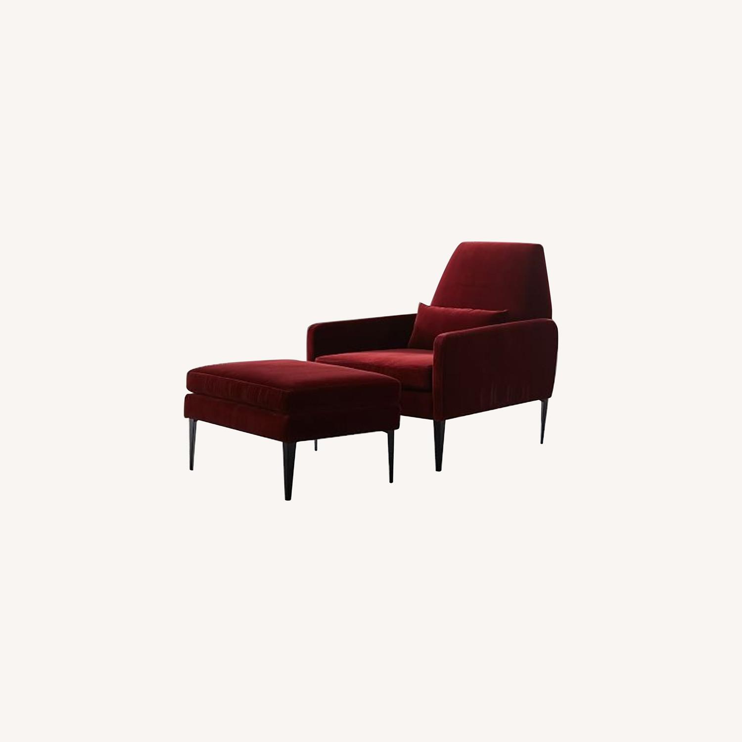 West Elm Smythe Velvet Chair + Ottoman - image-0