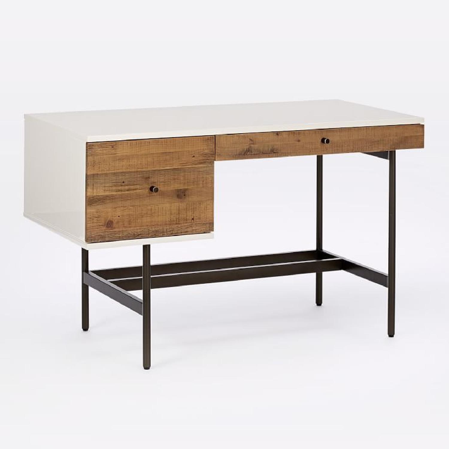West Elm Reclaimed Wood & White Lacquer Desk - image-5