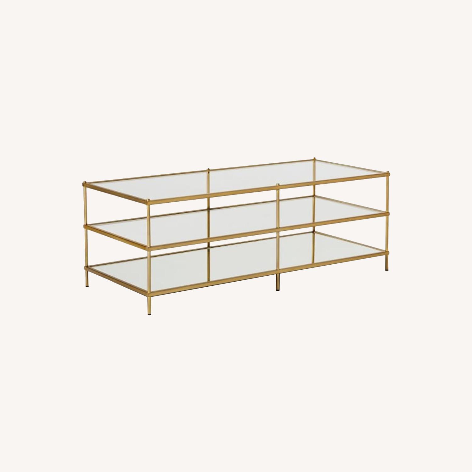 West Elm Three Tier Brass Coffee Table - image-0