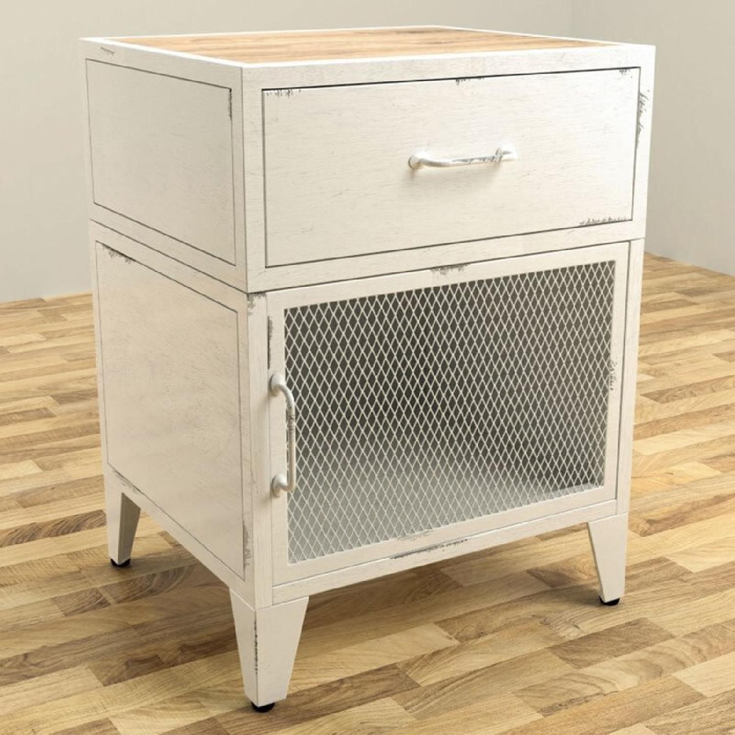 Wayfair Distressed White Metal Nightstand AptDeco