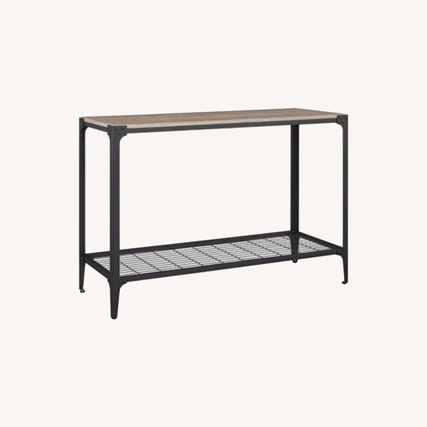 Angle Iron Rustic Wood Sofa Entry Table - image-0