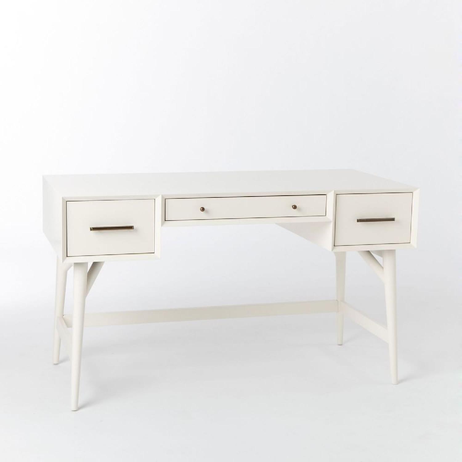 West Elm White Mid Century Desk - image-5