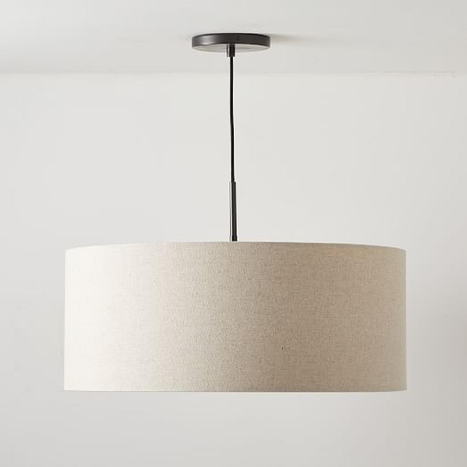 West Elm Natural Linen Drum Pendant Light - image-4