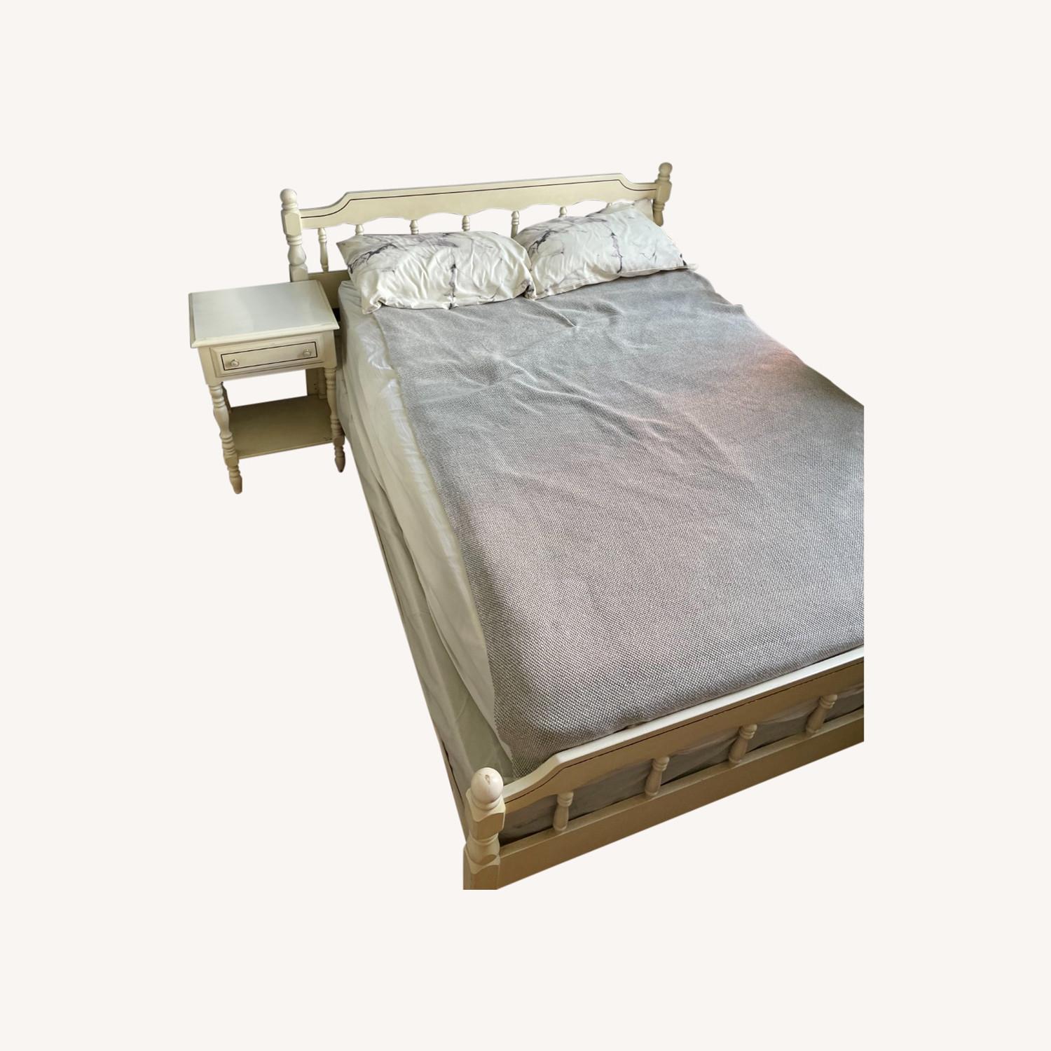 1950s Vintage Basset White Wood Full Bed Frame - image-0