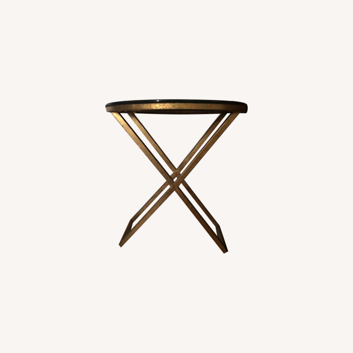 Black Glass Gold Metal Side Table AptDeco