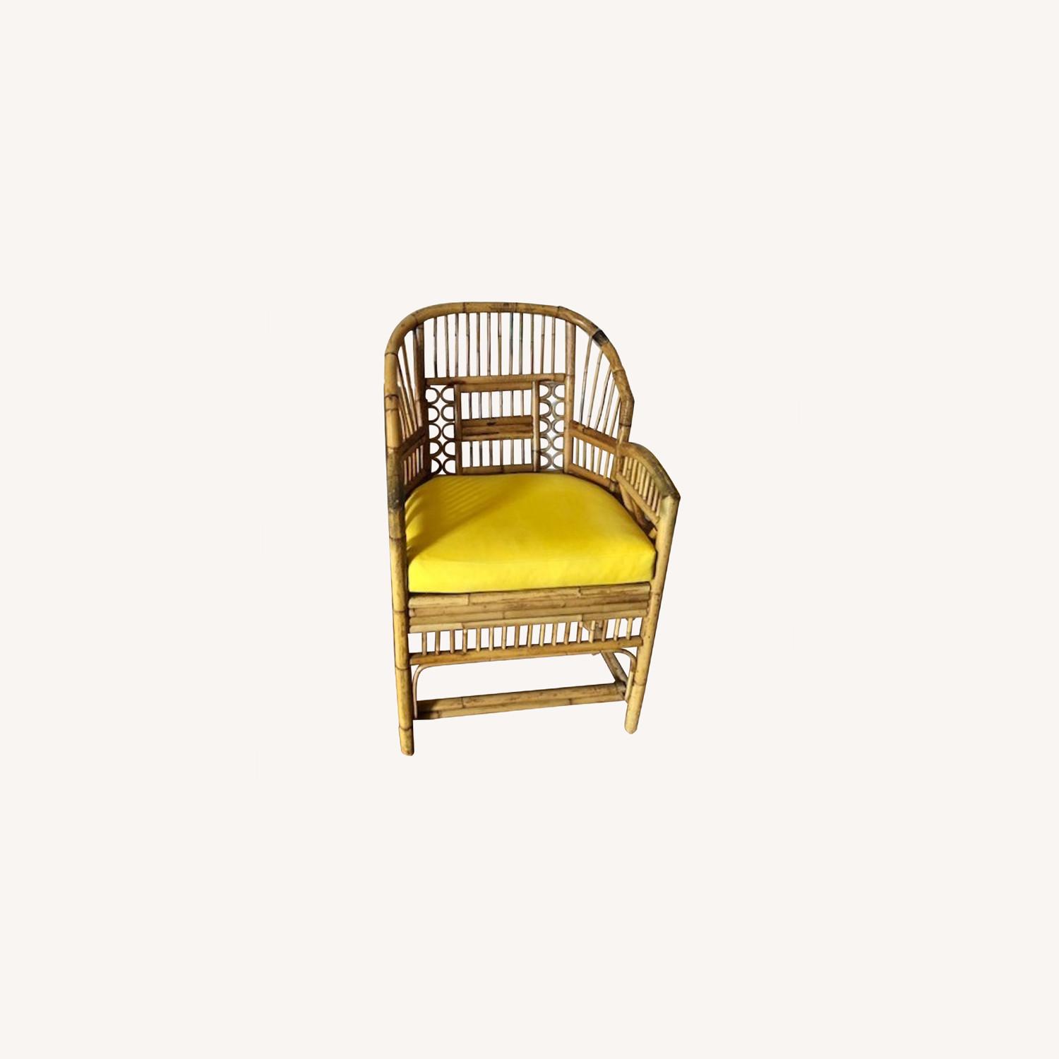 Midcentury Rattan Accent Chair in Canary Yellow AptDeco