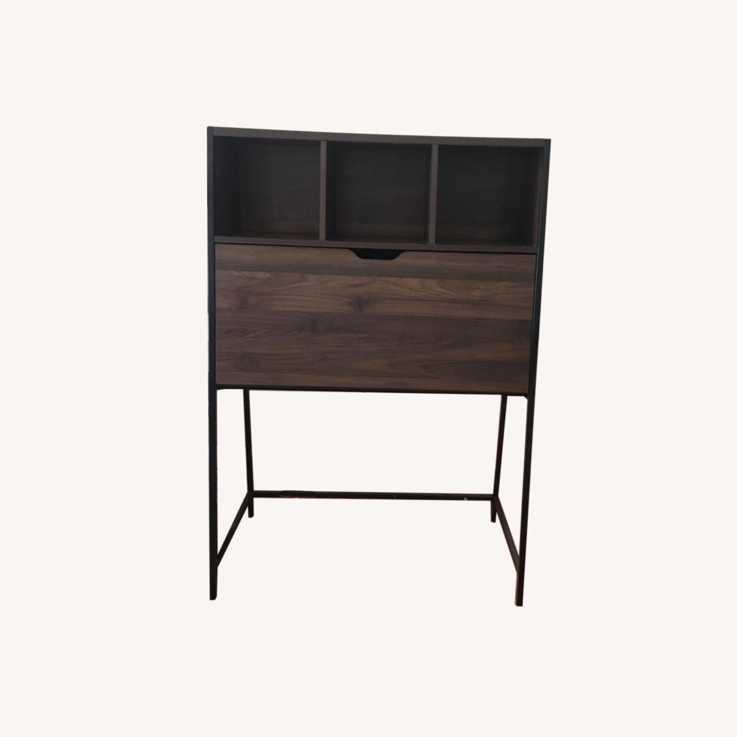 Mid Century Modern Style Wood Desk with Hutch AptDeco