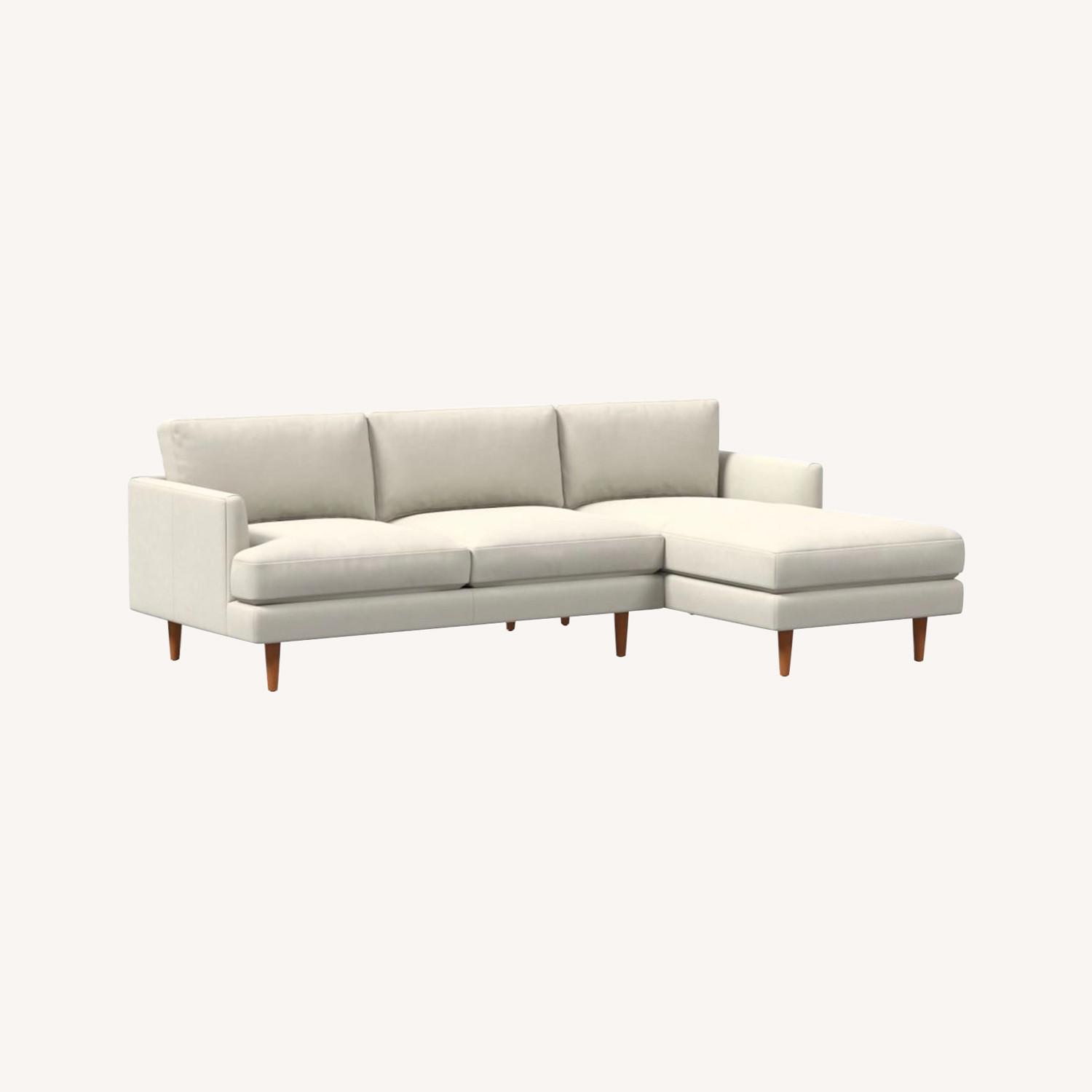 West Elm Haven Loft Leather 2Piece Chaise Sectional White AptDeco