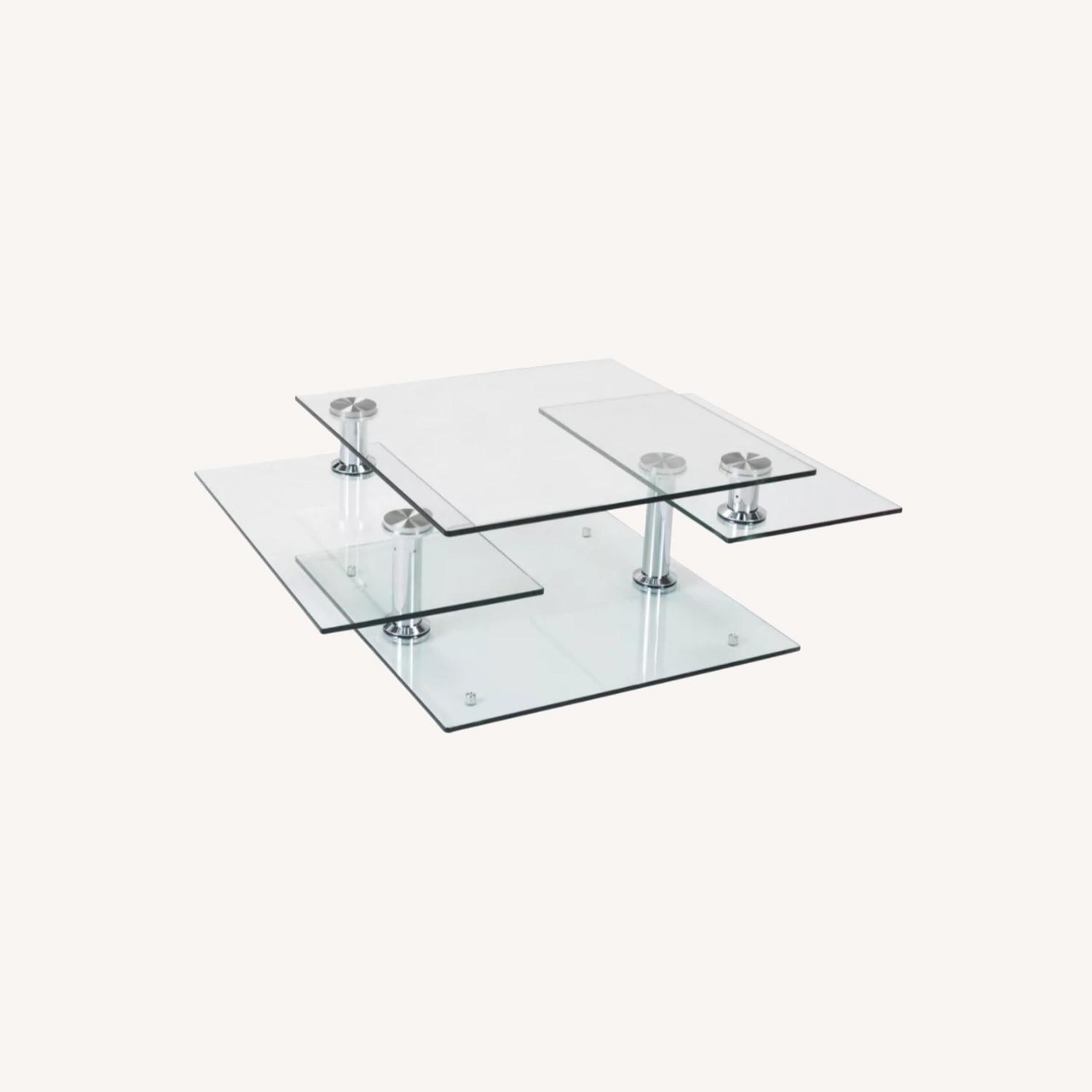 Raymour & Flanigan Vector Square Glass Coffee Table - image-0