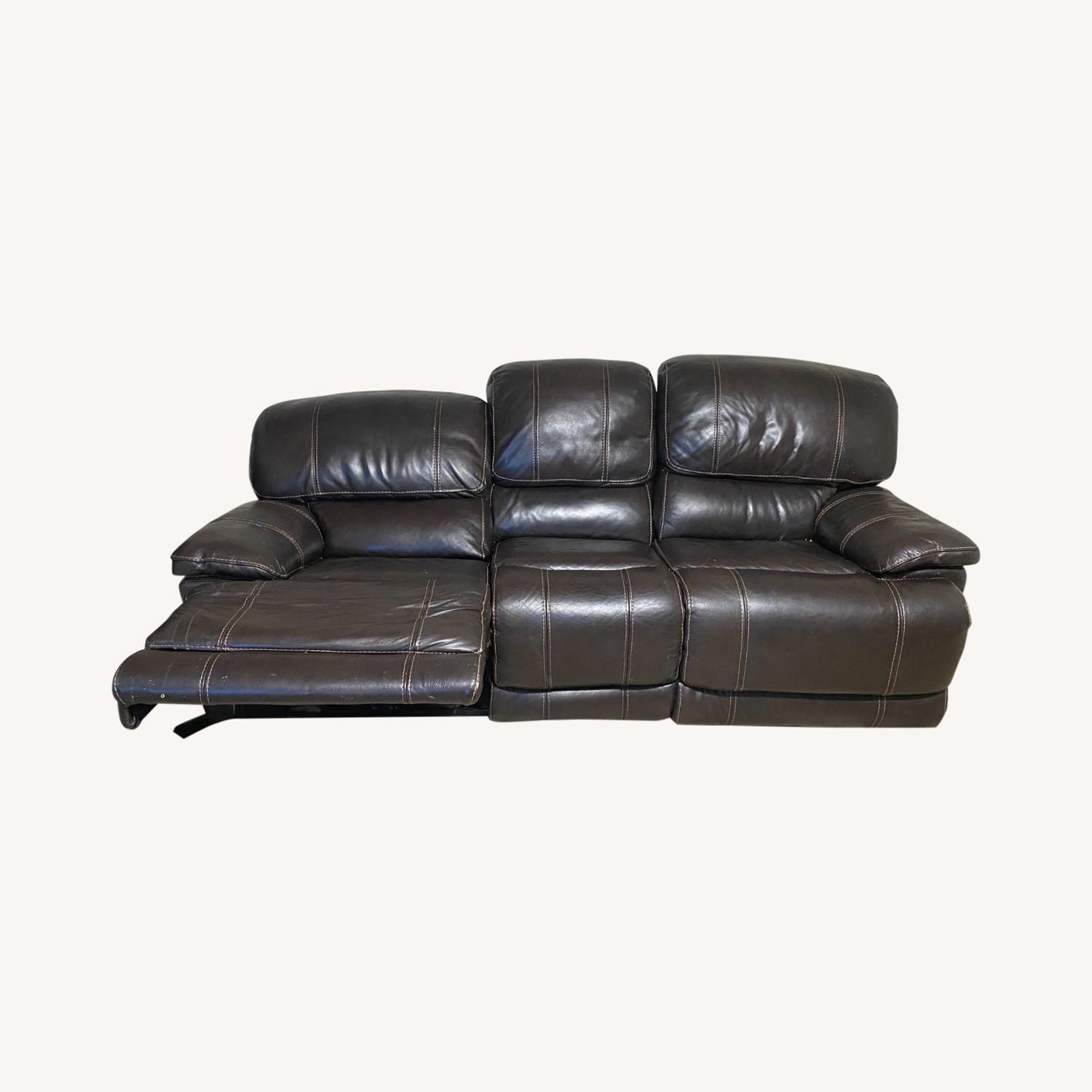 Leather Power Reclining Sofa with Power Headrest - image-0