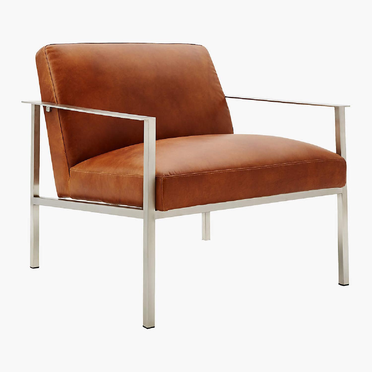 CB2 Brown Leather Lounge Chair - image-4