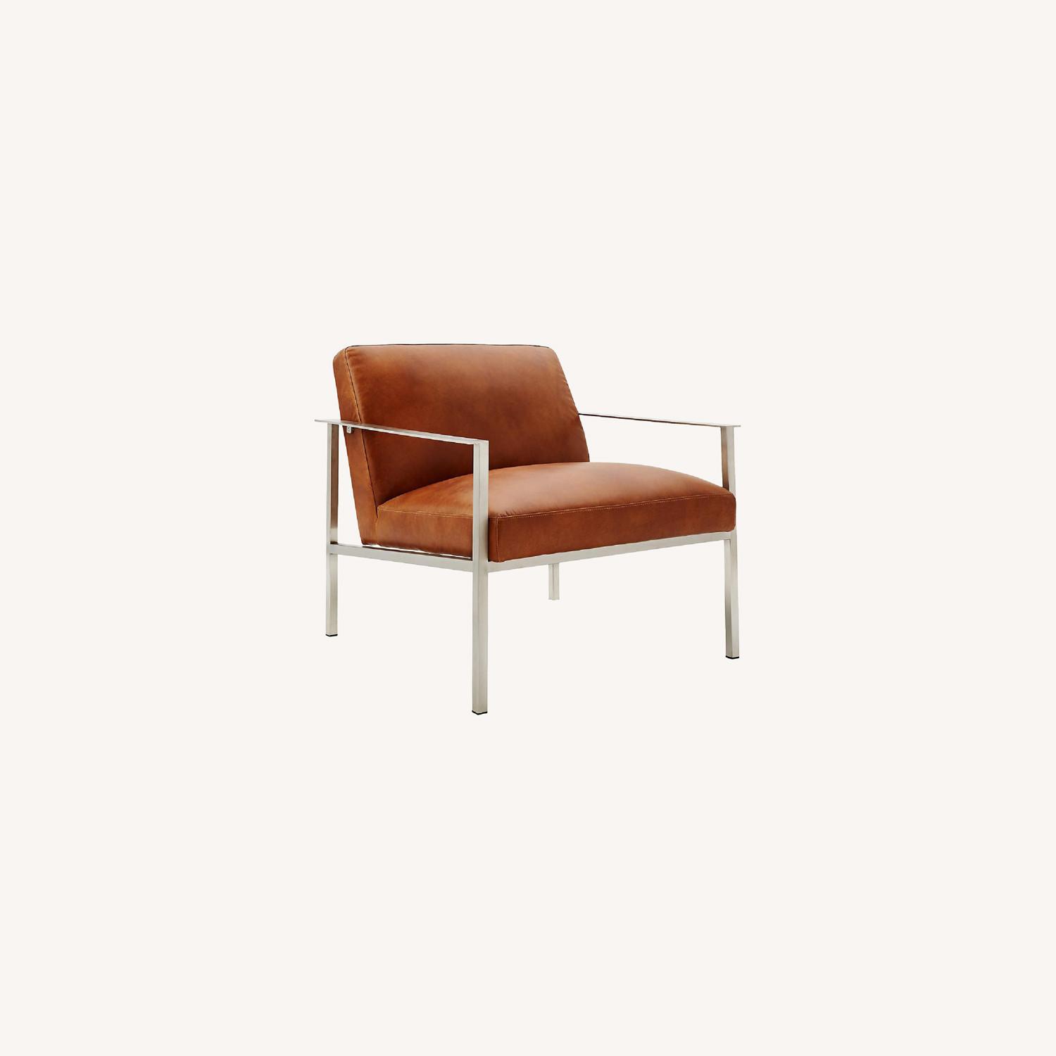 CB2 Brown Leather Lounge Chair - image-0