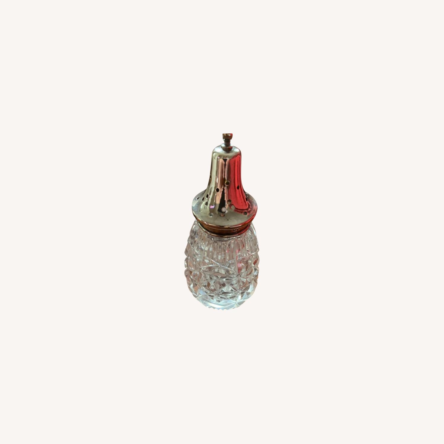 Antique Sterling Silver Crystal Sugar Shaker - image-0