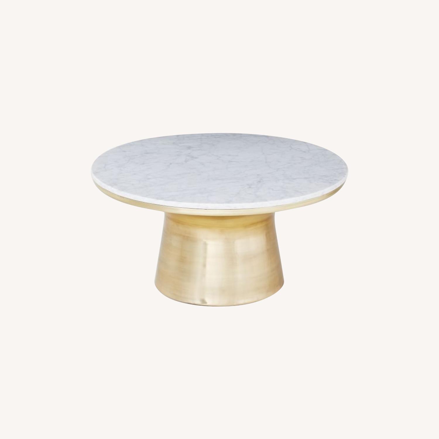 West Elm MarbleTopped Pedestal Coffee Table AptDeco