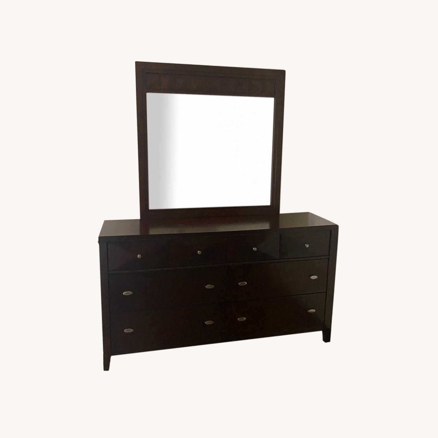 Ashley Furniture Mahoghany 6 Drawer Chest with Mirror - image-0