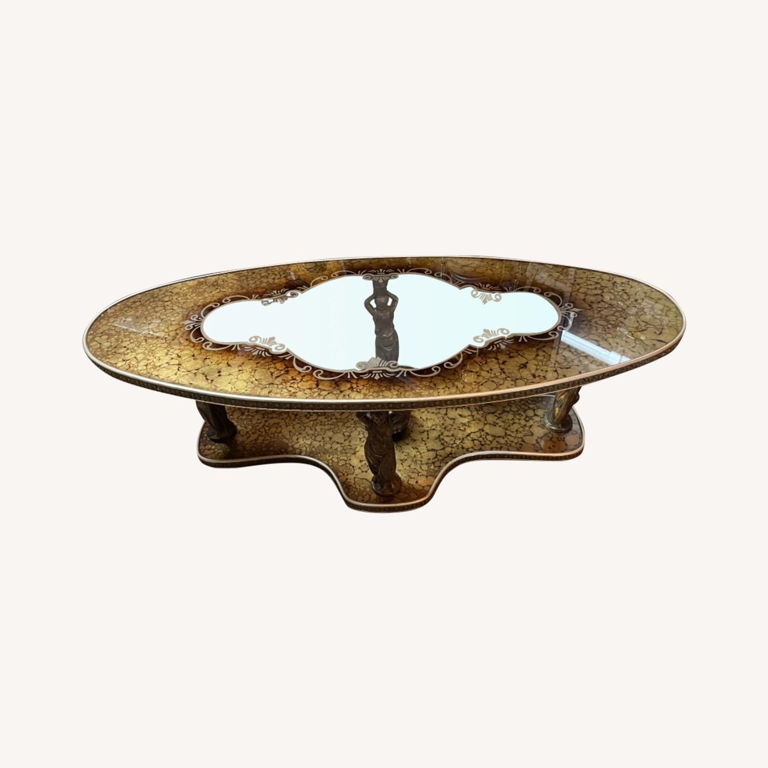 Vintage 1970s Brass & Glass Coffee Table - image-0