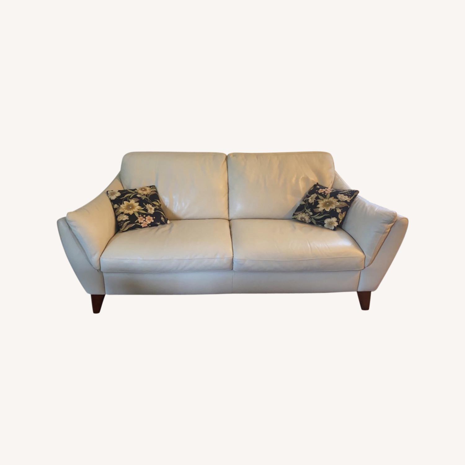 Genuine Italian Leather Ivory Sofa AptDeco