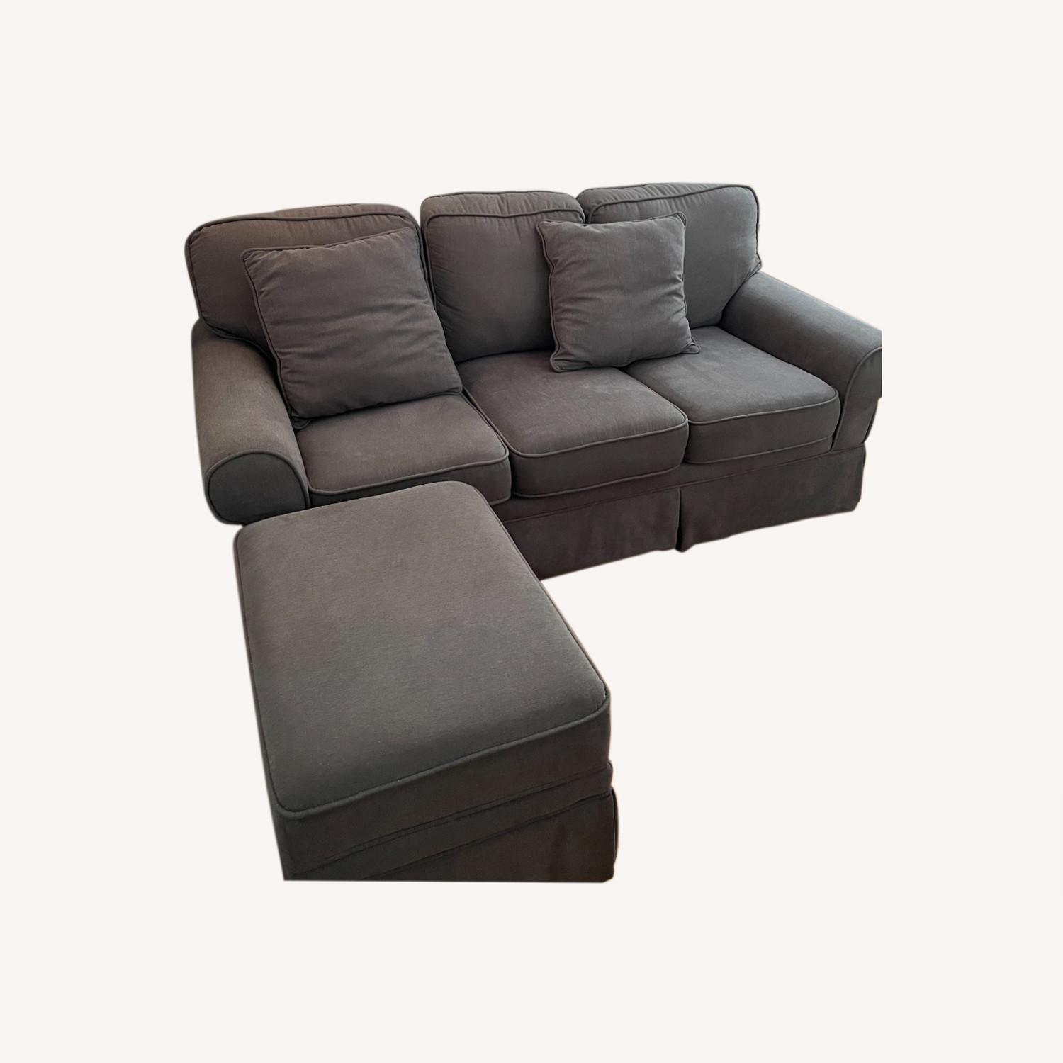 Bob's Discount Furniture Gray Sofa + Storage Ottoman (Katie) AptDeco