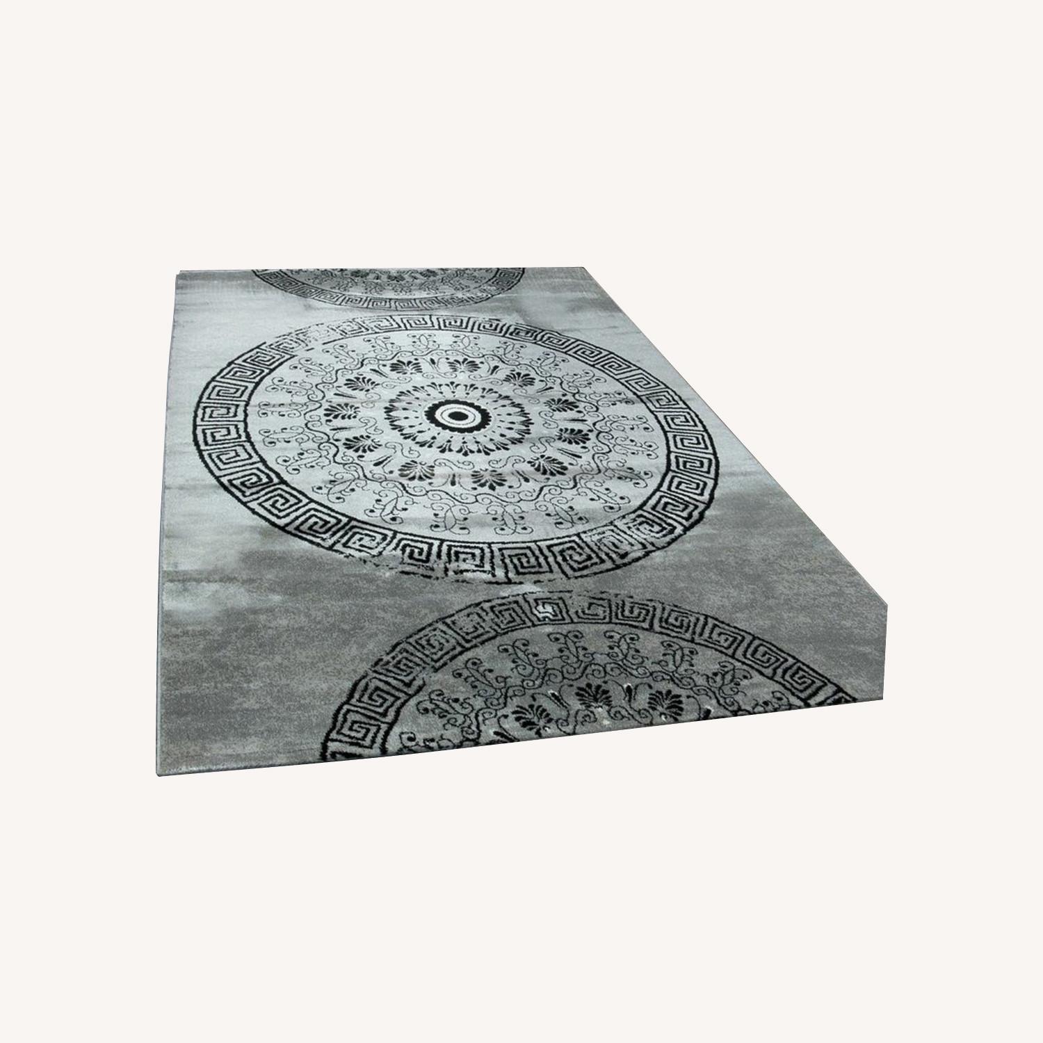 Geometric Silver/Black Area Rug - AptDeco