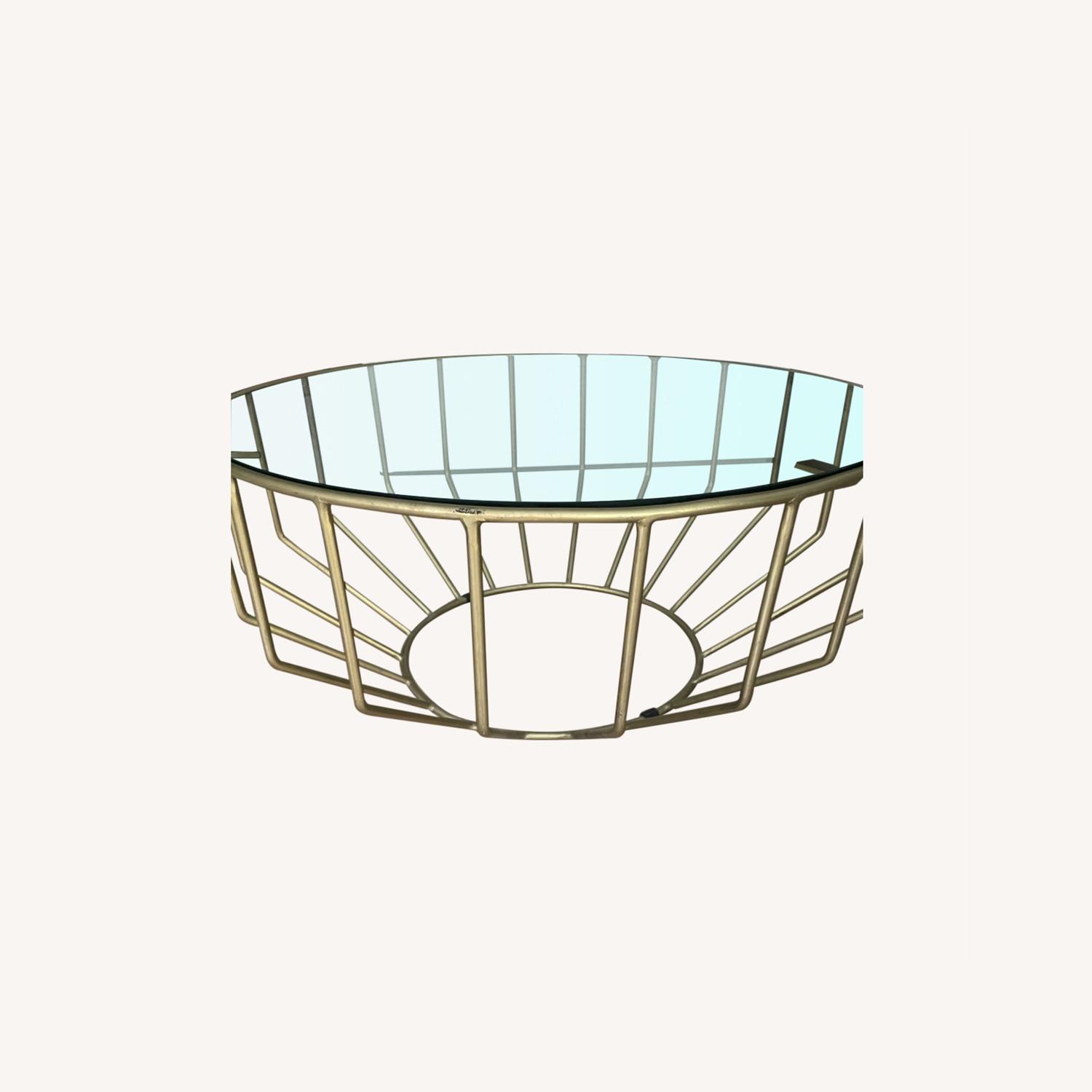 Round Glass / Brass Coffee Table - image-0