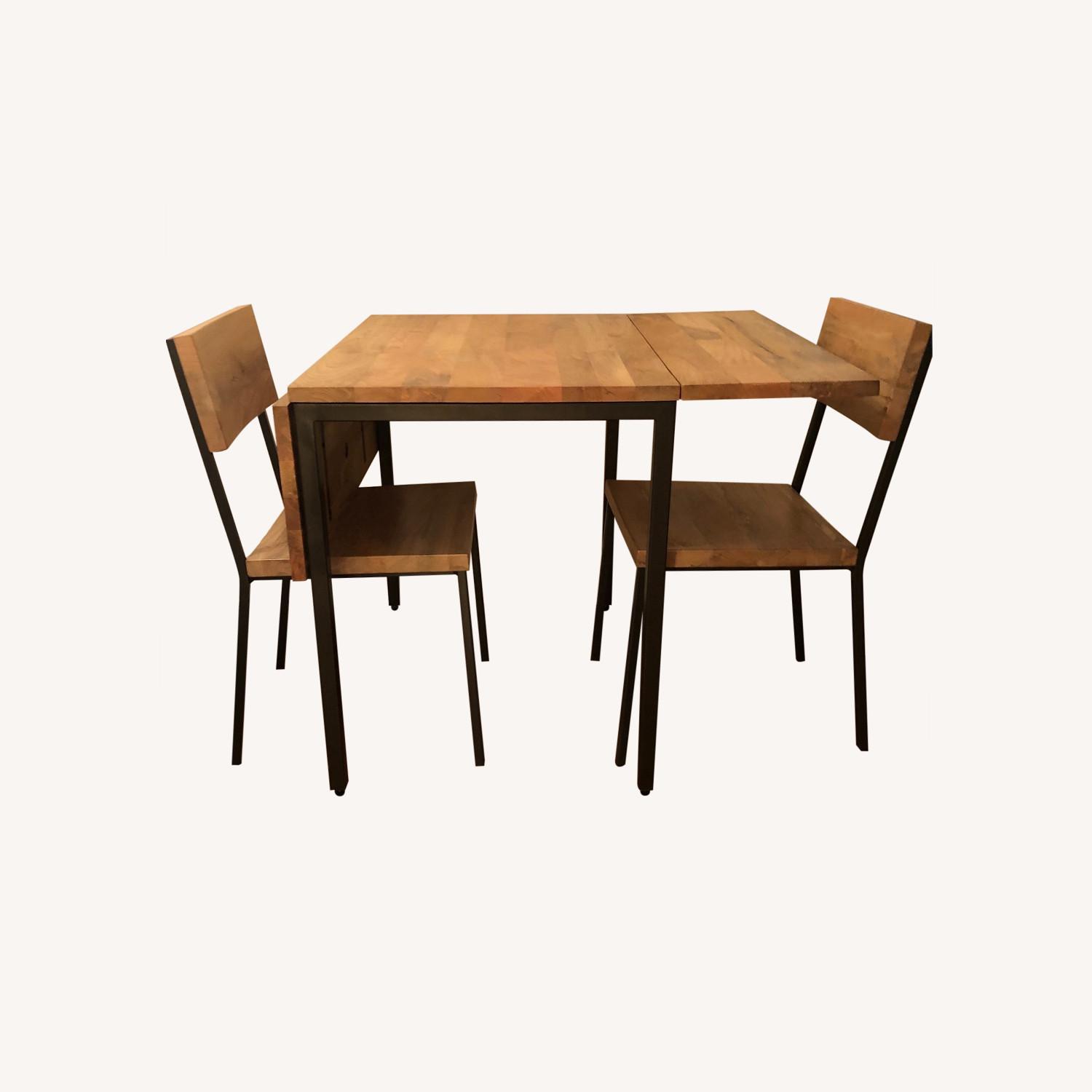 West Elm Drop Leaf Table & 2 Matching Chairs - image-0