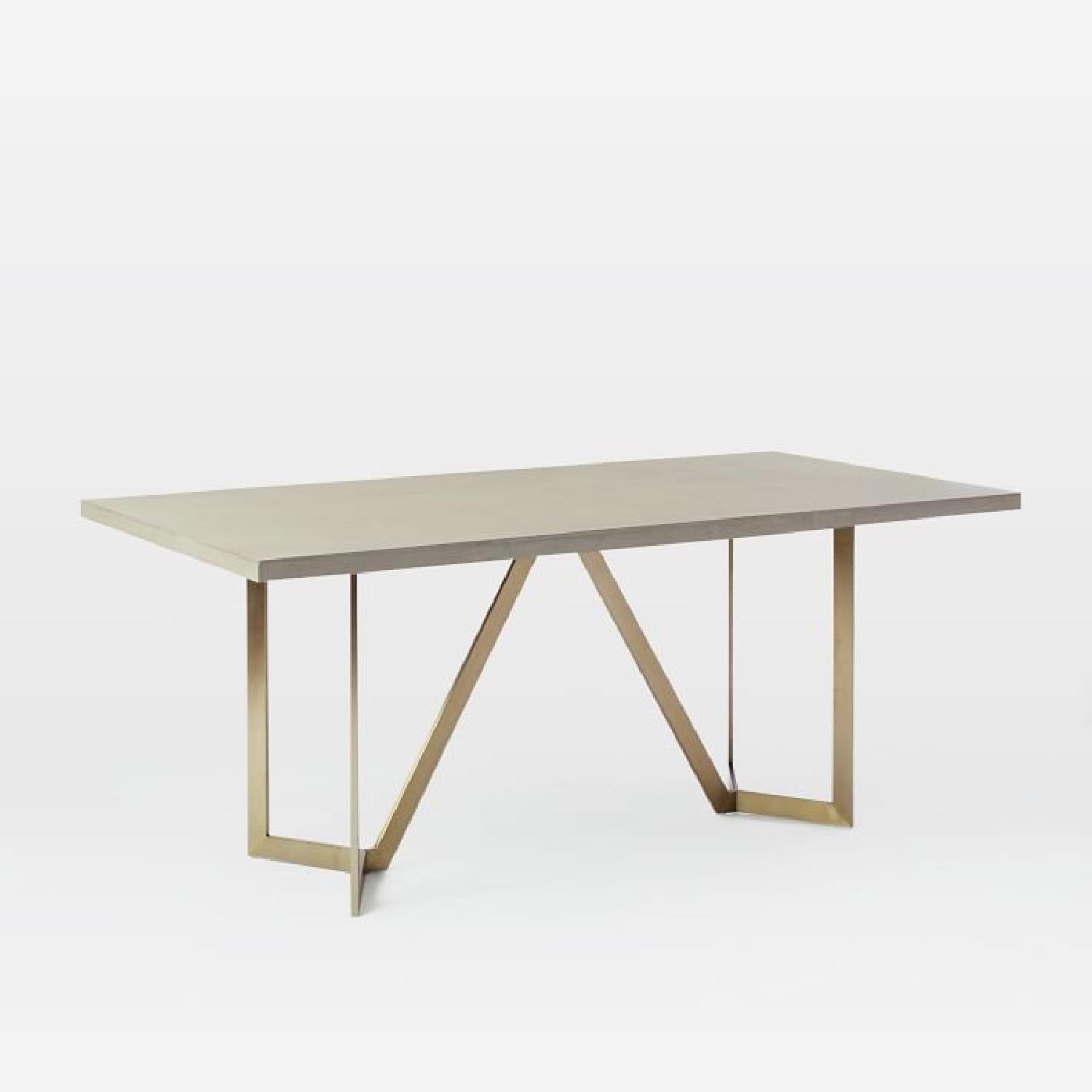 West Elm 72" Tower Concrete & Brass Dining Table - image-6