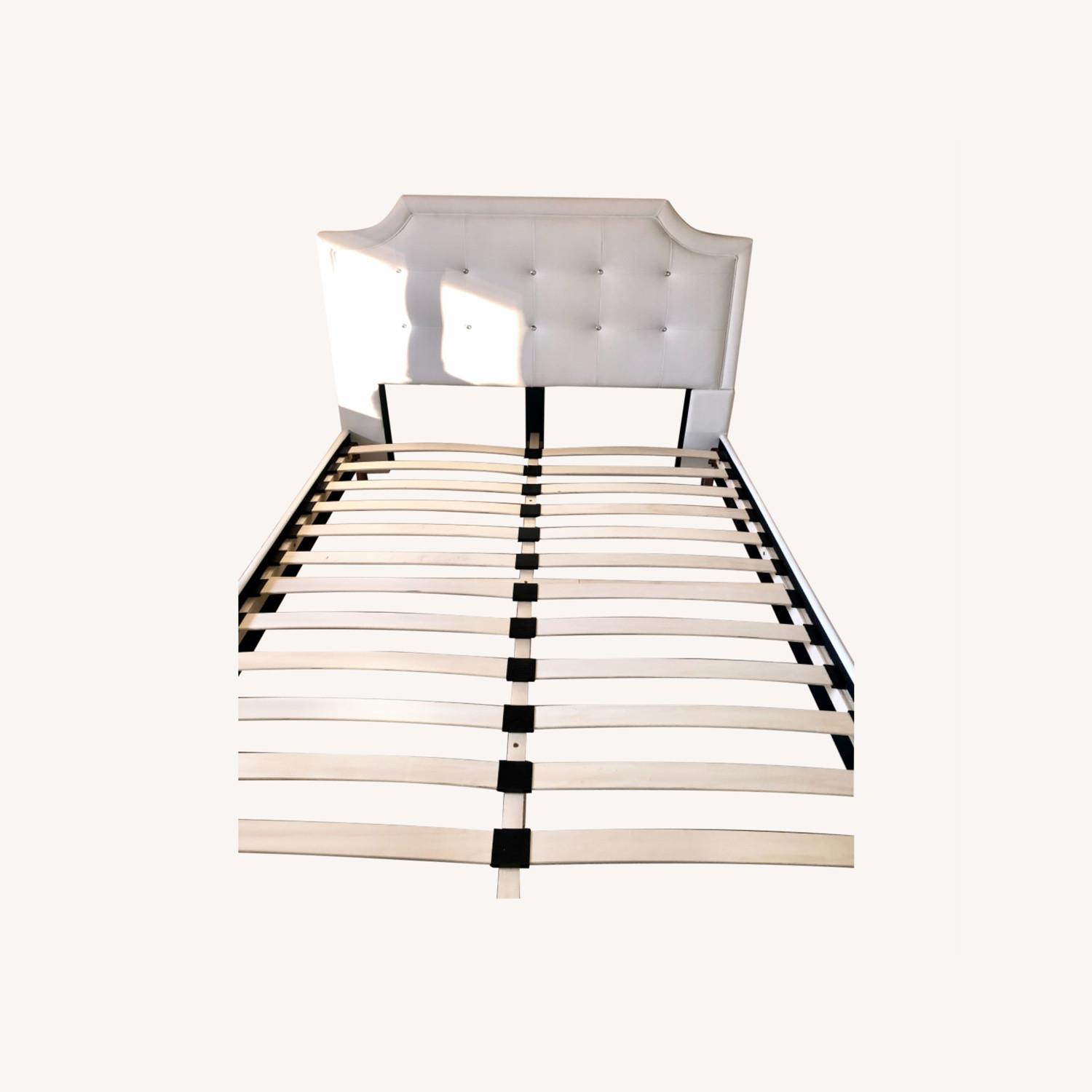 White Tufted Queen Headboard & Frame AptDeco