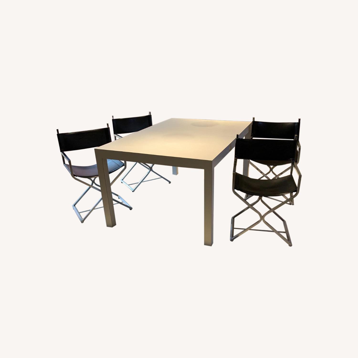 White Formica Dining Table & Chairs - image-0