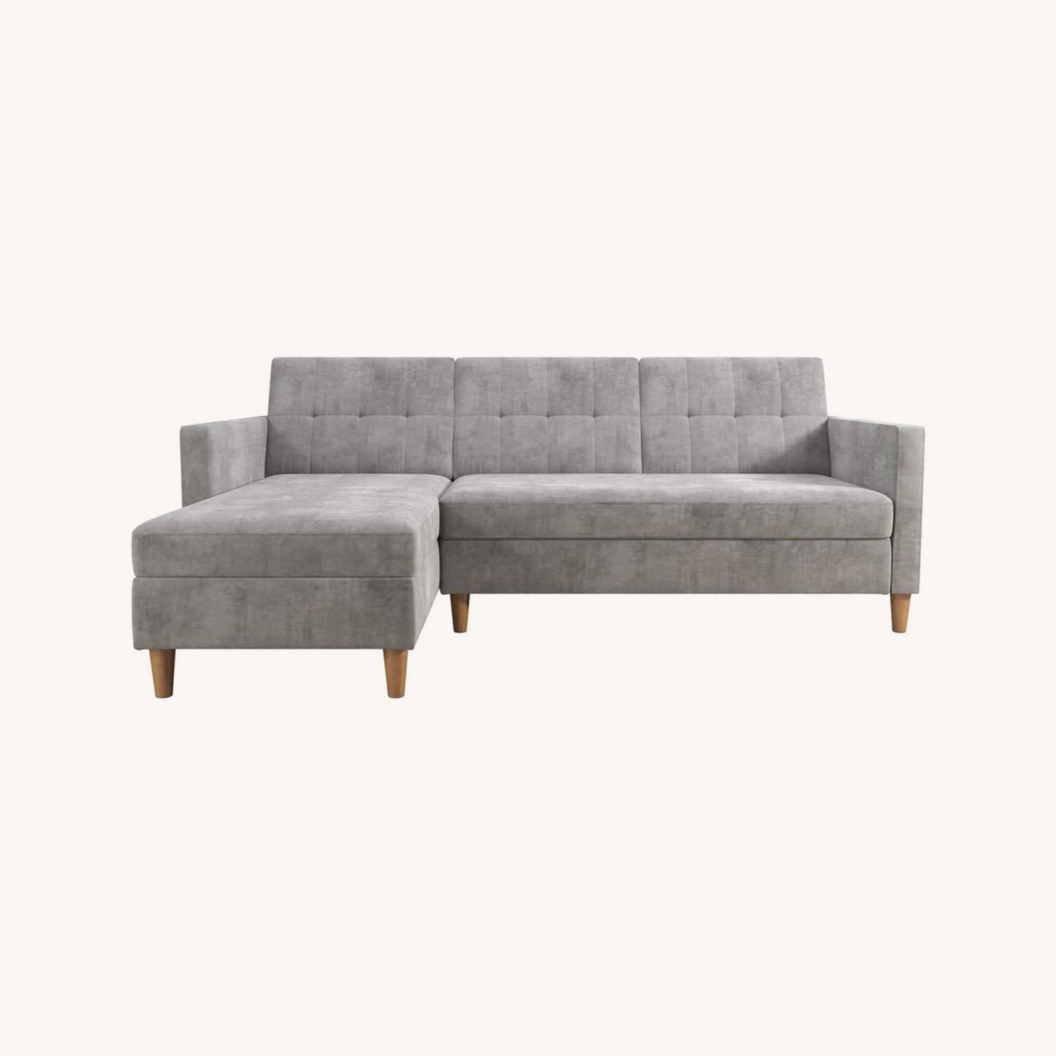 Wayfair Grey Sleeper Sofa with Storage in Chaise AptDeco