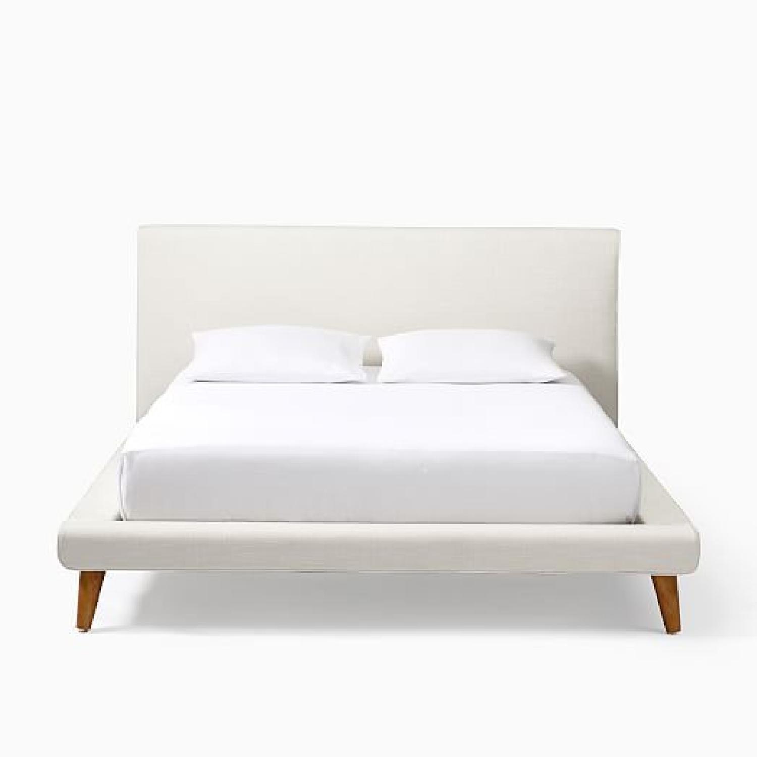 West Elm Upholstered Headboard & Bed frame- Linen Weave - image-4