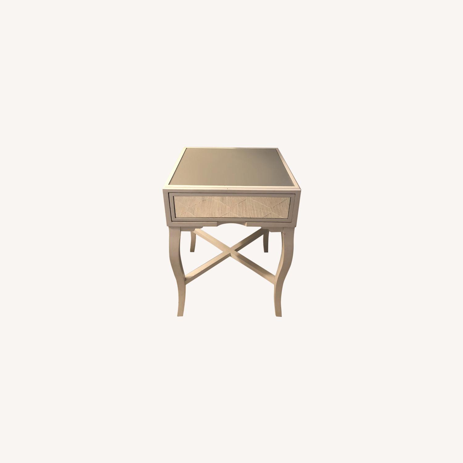 World Market Mirrored Side Table with Drawer - AptDeco