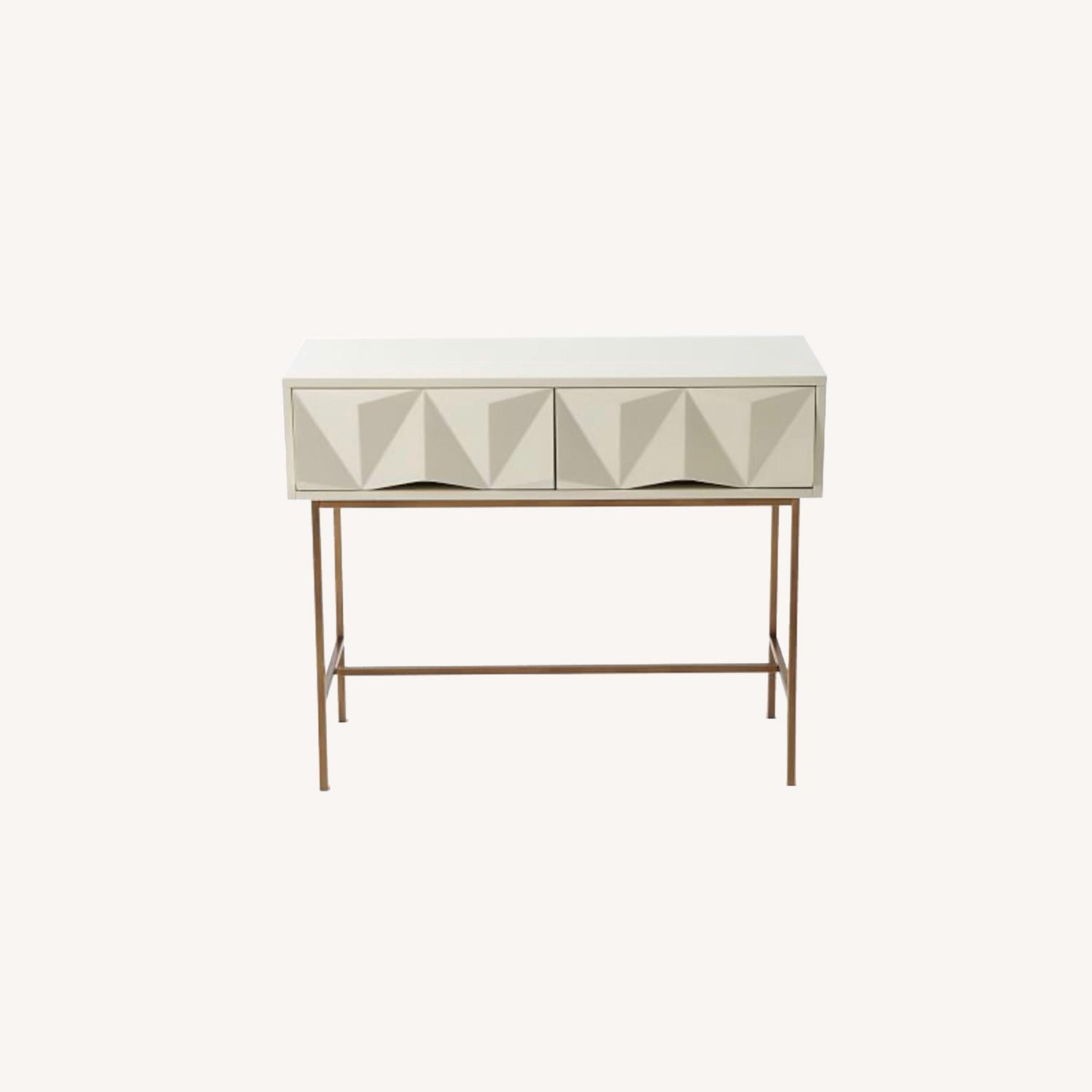 West Elm White Lacquer GeometricConsole - image-0