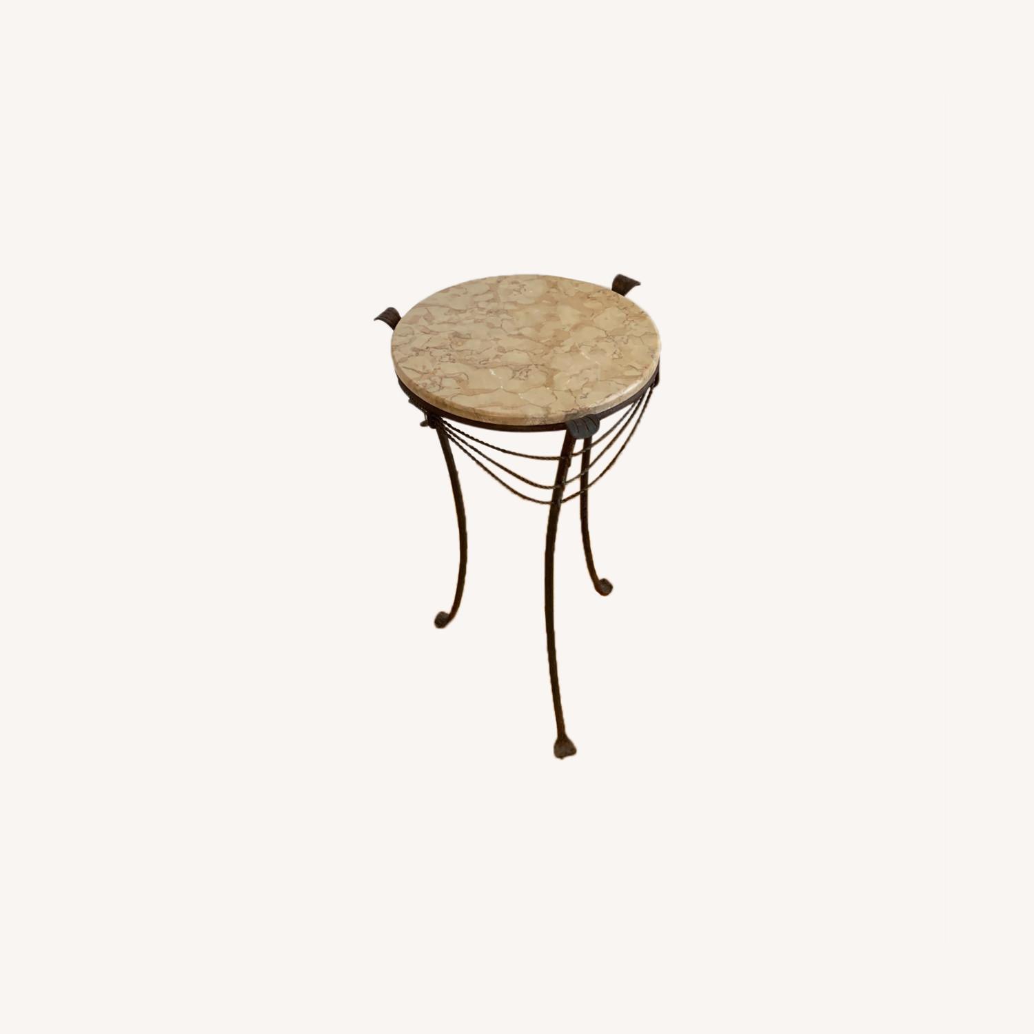 Art Deco Metal Side Table with Marble Top - image-0