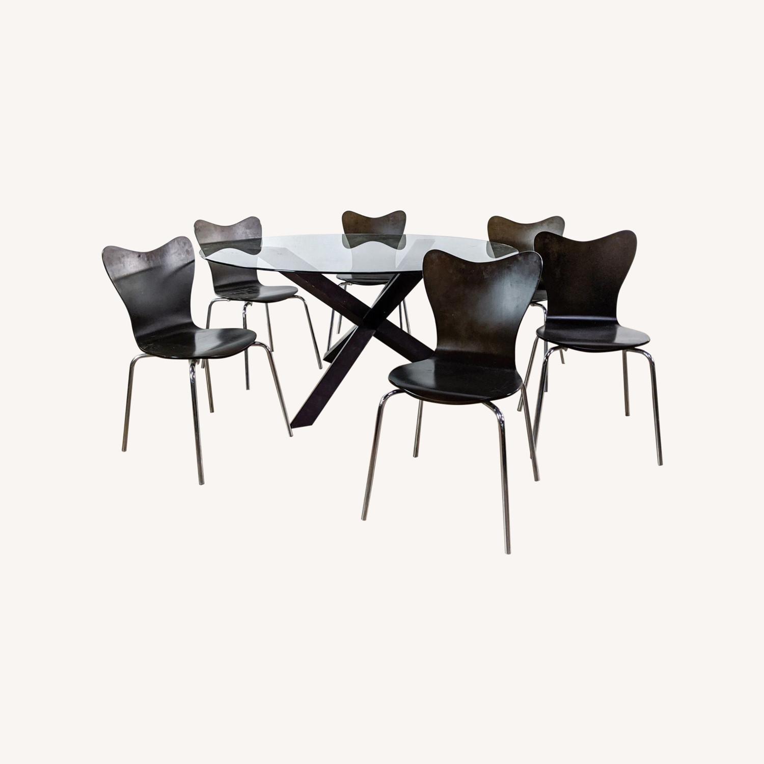West Elm Glass Dining Table and Chairs AptDeco