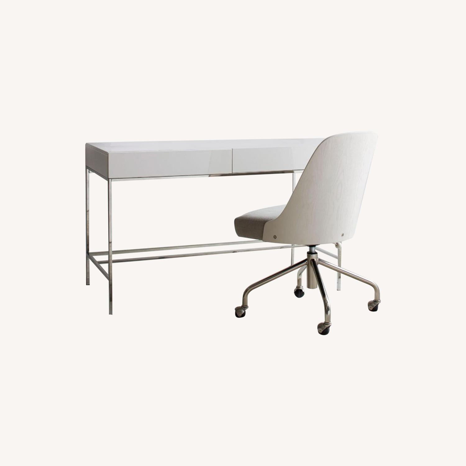 West Elm White Lacquer Storage Desk AptDeco