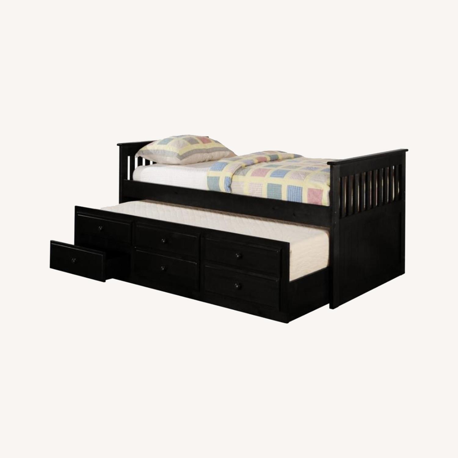 Twin Bed W/ Storage Trundle In Black Finish AptDeco