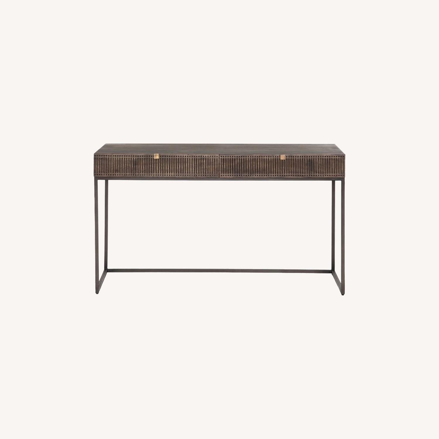 West Elm Mango Wood + Iron Writing Desk AptDeco