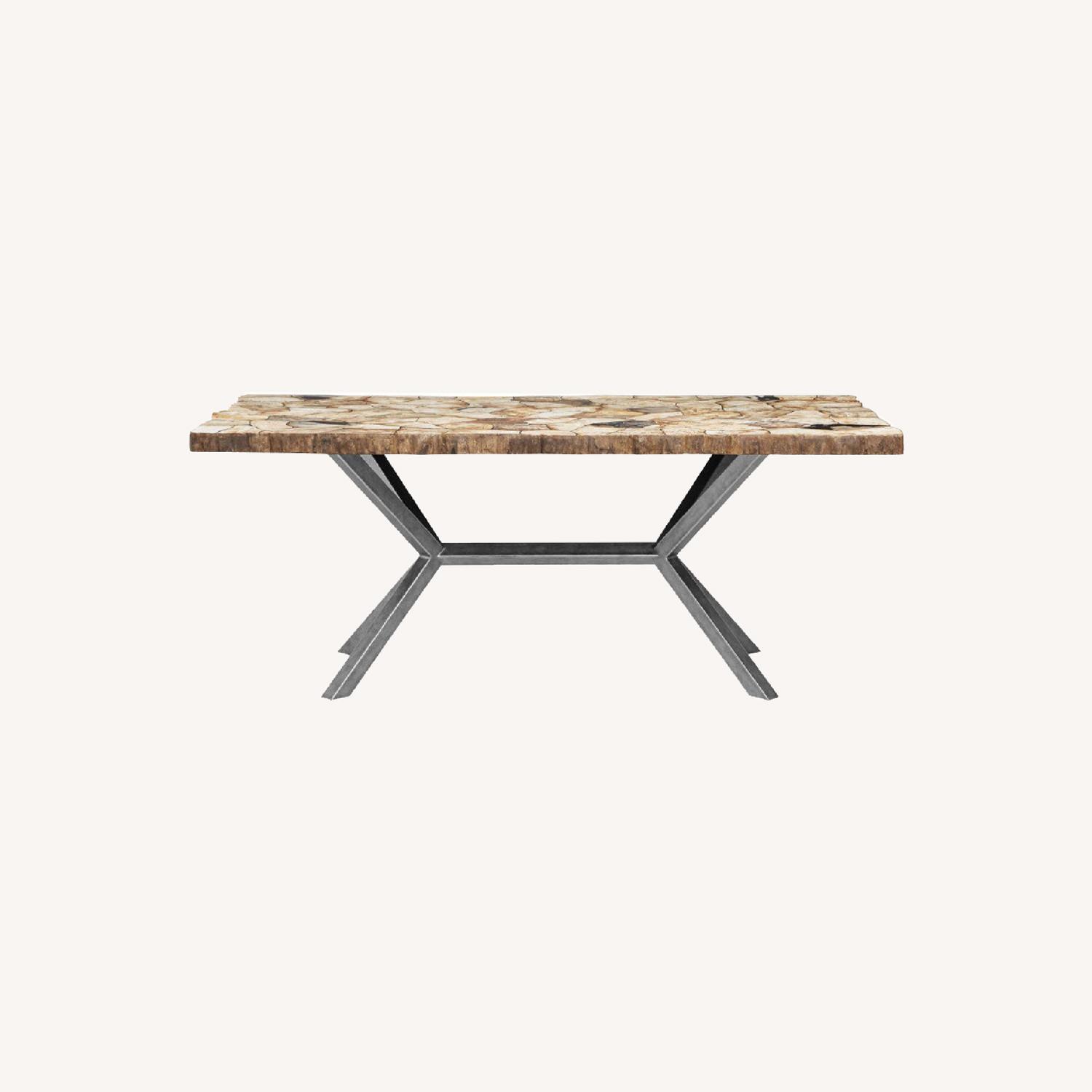 Arhaus Handcrafted Petrified Wood Dining Table AptDeco