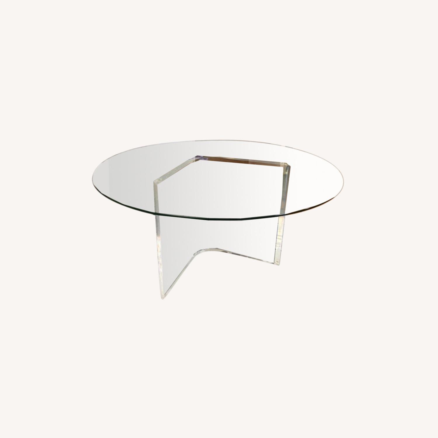Modern Glass and Lucite Round Coffee Table 30" - image-0